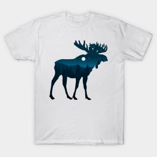 Night Forest Moose T-Shirt